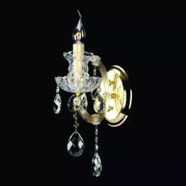 Arandela de Parede 38x12cm Metal e Cristal Dourado e Transparente