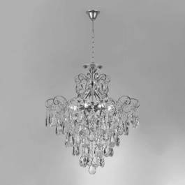 Lustre Pendente Ø50x50cm Metal e Cristal Cromado