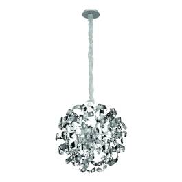 Pendente Redondo Ø68cm Inox e Cristal Cromado e Transparente