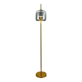 Luminária de Chão Piso LED 3000K 12W Bivolt 155xØ25cm Metal e Vidro Bronze e Fumê