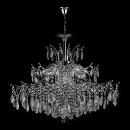 Lustre Pendente Ø80x65cm Metal e Cristal Cromado e Transparente