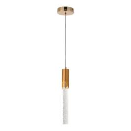 Pendente LED 3000K 5W Bivolt Ø3,5x36cm Metal e Cristal Dourado