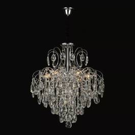 Lustre Pendente Ø50x58cm Metal e Cristal Cromado