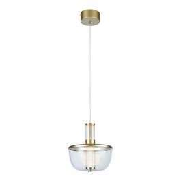Pendente LED Redondo 3000K 12W Bivolt Ø23x23cm Metal e Acrílico Dourado