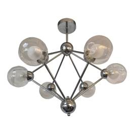 Pendente 27x50x49cm Metal e Vidro Cromado e Transparente - Sindora Iluminação DCD01320-6