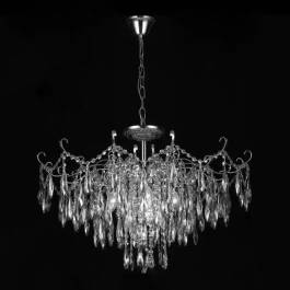 Lustre Pendente Ø78x52cm Metal e Cristal Cromado