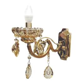 Arandela de Parede 23x8x20cm Metal e Cristal Dourado - Sindora Iluminação DCB00409-1W