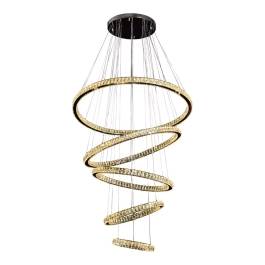Pendente LED Redondo 3000K/4000K/6000K Multitemperatura 171W Bivolt Ø110cm Inox e Cristal Cromado