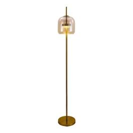 Luminária de Chão Piso LED 3000K 12W Bivolt 155xØ25cm Metal e Vidro Bronze e Conhaque