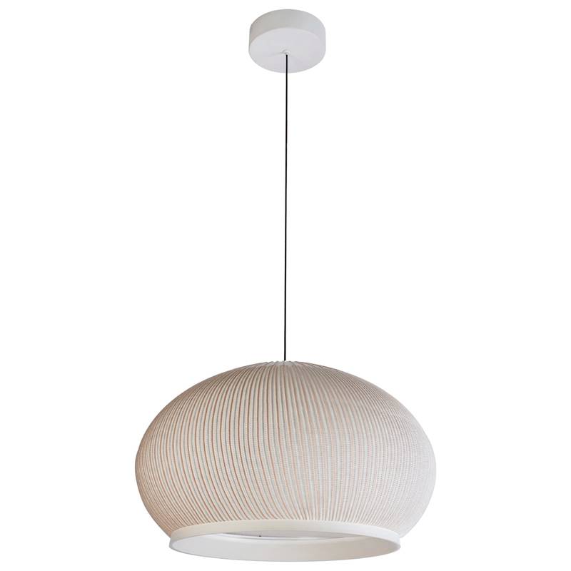 Pendente Led Dimerizavel Tecido Bege 50w 44,5cm Coton