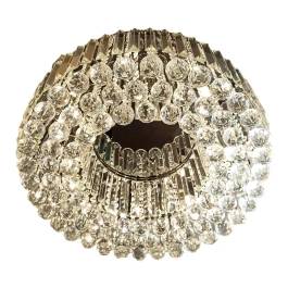 Plafon de Sobrepor Redondo Ø60cm Metal e Cristal Cromado e Transparente