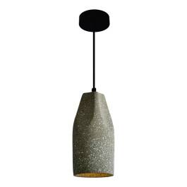Pendente Ø12x26cm Metal, Concreto e Pedra Cinza