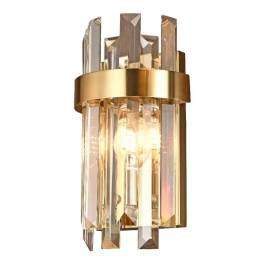 Arandela de Parede Ø18x33cm Inox e Cristal Bronze e Transparente
