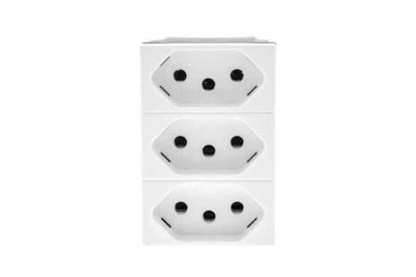 Tomada Triplex 2P+T 10A 250V B.Auto Branca - Pial Plus+