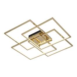 Plafon de Sobrepor LED 3000K 103W Bivolt 82x82x12cm Inox e Silicone Champanhe