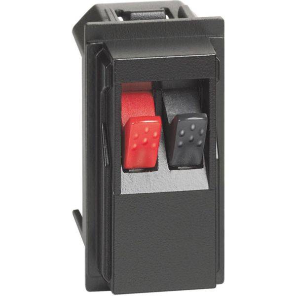 Living Now - Tomada altofalante 2 polos 1M Black - Montagem encastrada - Plástico preto mate - 22x45x33mm