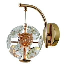 Arandela de Parede LED 3000K 5W Bivolt 20x15cm Metal e Cristal Dourado e Transparente