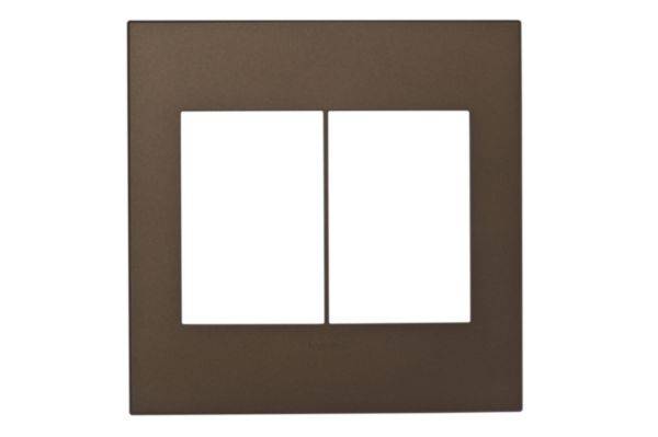 Placa 3+3 Postos 4X4 Quadrados Dark Bronze Arteor