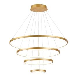 Pendente LED Redondo 3000K/4000K/6000K Multitemperatura 127W Bivolt Ø80cm Alumínio e Silicone Dourado