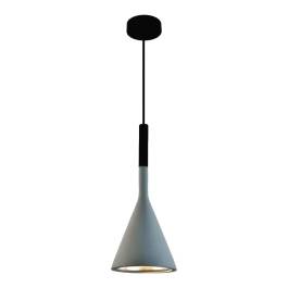 Pendente Cônico Ø15x35cm Metal e Concreto Cinza e Preto