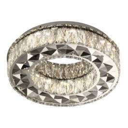 Plafon de Sobrepor LED Redondo 3000K/4000K/6000K Multitemperatura 32W Bivolt Ø35cm Metal e Cristal Cromado e Transparente