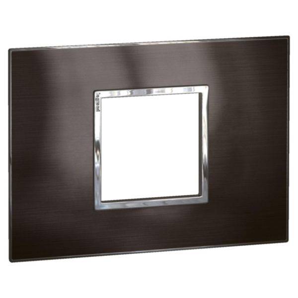 Placa 2 Postos 4X2 Quadrados Black Brushed Arteor