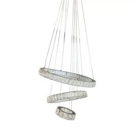 Pendente LED Redondo Triplo 6000K 40W Bivolt Ø60cm Metal e Cristal Cromado