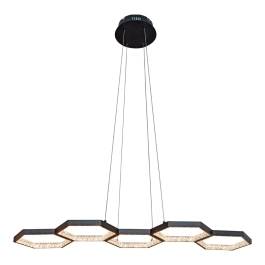 Pendente LED 3000K 66W Bivolt 90x35cm Metal e Acrílico Preto