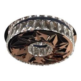 Plafon de Sobrepor LED Redondo 6000K 20W Bivolt Ø35cm Inox e Cristal Cromado e Transparente