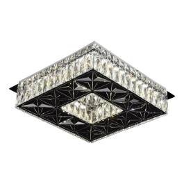 Plafon de Sobrepor LED Quadrado 3000K 24W Bivolt 35x35cm Inox e Cristal Cromado e Transparente