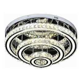 Plafon de Sobrepor LED Redondo 3000K/4000K/6000K Multitemperatura 45W Bivolt Ø60x26cm Inox e Cristal Cromado e Transparente