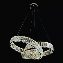 Pendente LED 3000K 70W Bivolt Ø60cm Metal e Cristal Cromado e Transparente