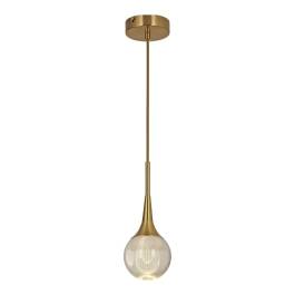Pendente LED 3000K 5W Bivolt Ø10x25cm Metal e Cristal Bronze