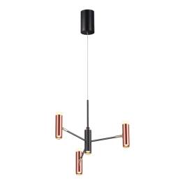 Pendente LED 3000K 28W Bivolt Ø50x120cm Metal e Acrílico Preto e Bronze