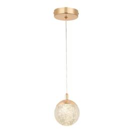 Pendente LED 3000K 5W Bivolt Ø10cm Metal e Cristal Dourado