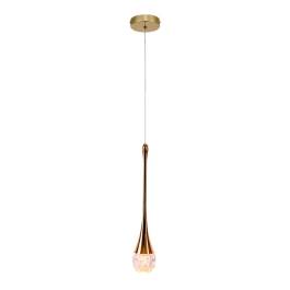 Pendente LED 3000K 5W Bivolt 34xØ7cm Metal e Cristal Dourado