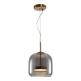 Pendente LED 3000K 8W Bivolt Ø22x23cm Metal e Vidro Bronze e Fumê