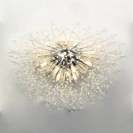 Plafon de Sobrepor Ø70cm Metal e Cristal Cromado