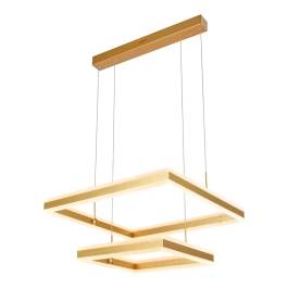 Pendente LED Quadrado Duplo 3000K 160W Bivolt 60x60cm Metal e Acrílico Dourado