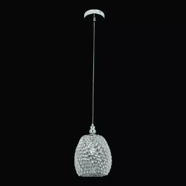 Pendente Ø20x15cm Metal e Cristal Cromado e Transparente