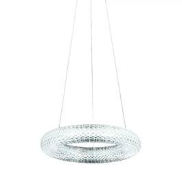 Pendente LED Redondo 3000K 43W Bivolt Ø42cm Metal e Cristal Cromado