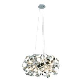 Pendente Redondo Ø65x38cm Inox e Cristal Cromado e Transparente
