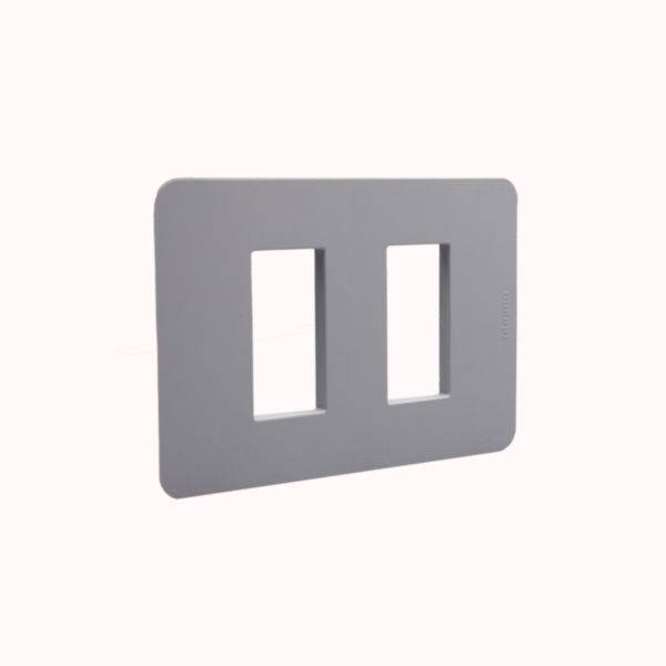 Matixgo - Placa 2 postos separados 4x2 cinza - Termoplástico halogen free - Acabamento mate - IK04 125x84x7mm