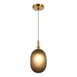 Pendente Ø15x30cm Metal e Vidro Bronze e Fumê