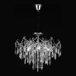 Lustre Pendente Ø60x50cm Metal e Cristal Cromado