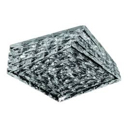 Plafon de Sobrepor LED 3000K 40W Bivolt 46x46cm Inox e Cristal Cromado e Transparente