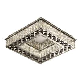 Plafon de Sobrepor LED Quadrado 3000K/4000K/6000K Multitemperatura 36W Bivolt 45x45cm Inox e Cristal Cromado e Transparente