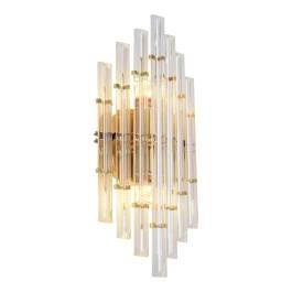 Arandela de Parede 55x22cm Metal e Cristal Dourado