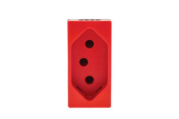Tomada 2P+T Borne Automático Pb Pialplus Vermelho 10A