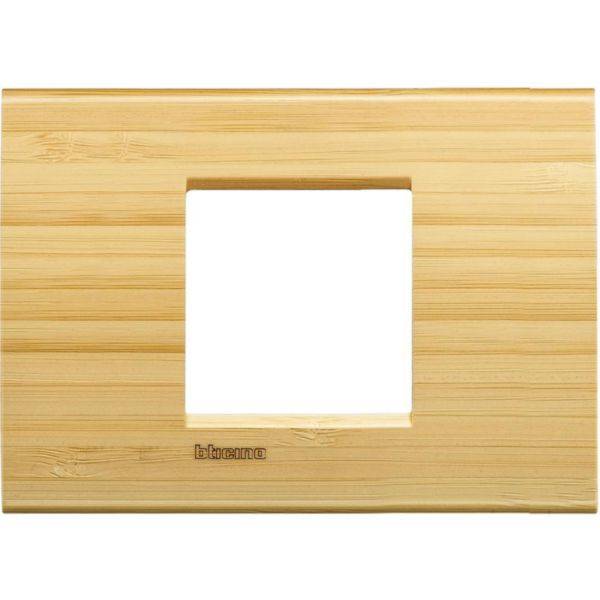 Placa Quadrada 2 Postos Central 4X2 - Bambu